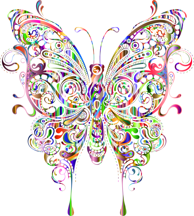 Monarch Butterfly Abstract Art Line Art Visual Arts - Abstract Butterfly (675x750), Png Download