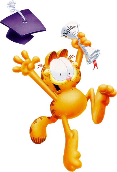 Garfield019 - Garfield Graduation (406x595), Png Download
