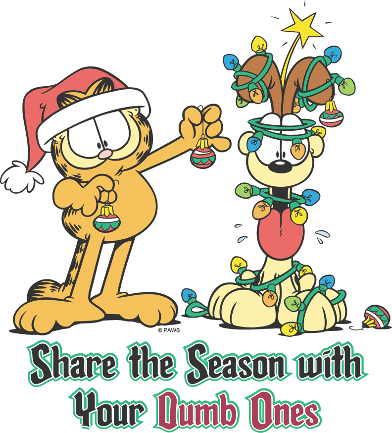 Garfield Share The Season Juniors T-shirt - Garfield And Odie Christmas (792x874), Png Download