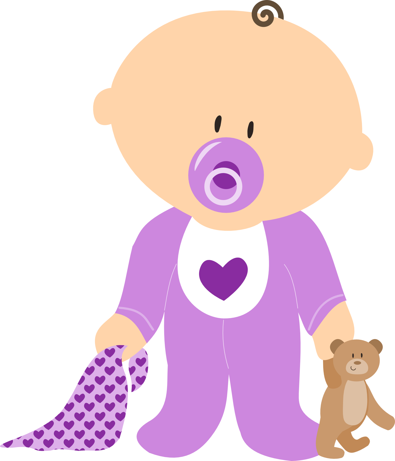 Of Baby In Violet Clothes With Free - Gender Neutral Babies Clip Art (1643x1920), Png Download