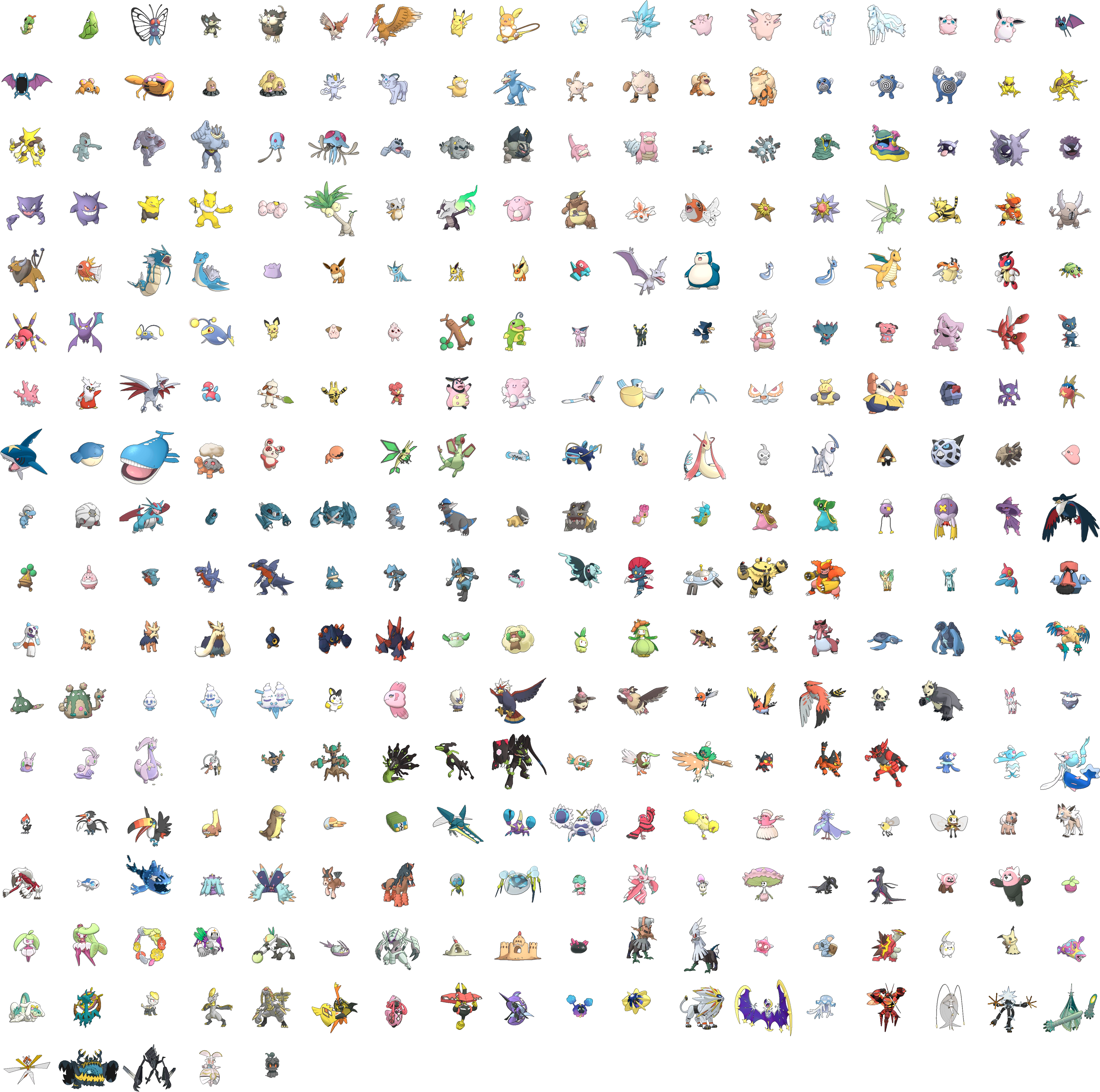 Pokemon Sun And Moon Pokemons - Pokemon Sun And Moon Pokedex (4608x4608), Png Download