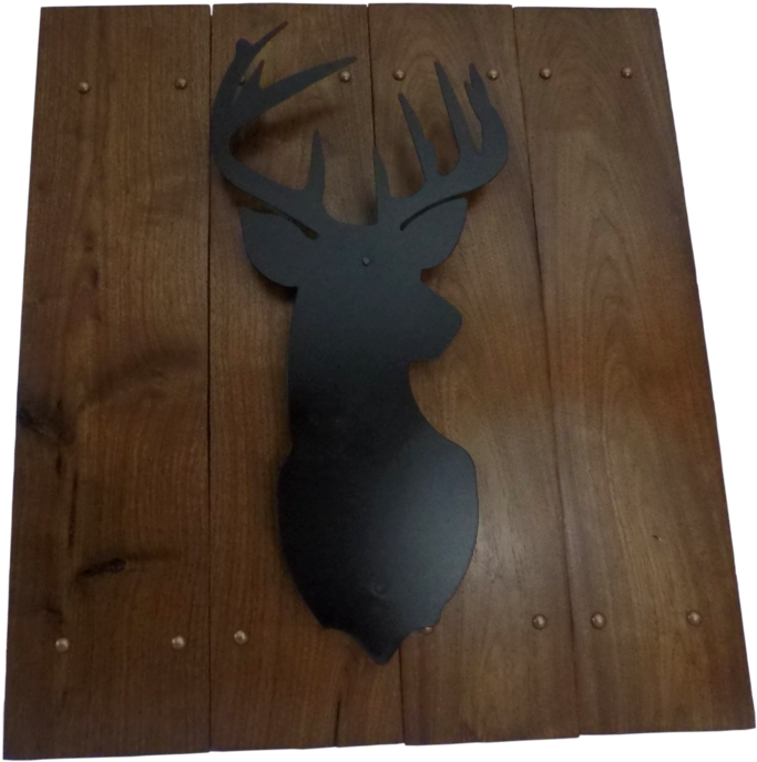 Metal Deer On Walnut Wood Panel Front - Plywood (1024x768), Png Download