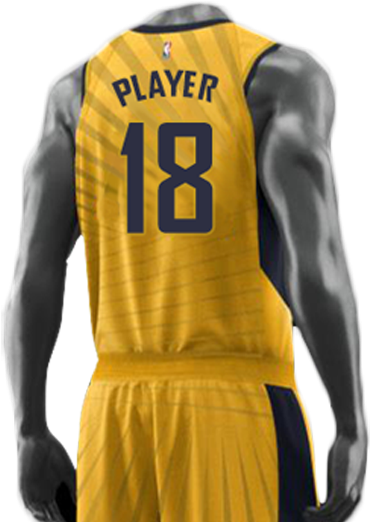 The Back Of The Statement Uniform Features The Foundation - Indiana Pacers Jersey 2018 Yellow (558x757), Png Download