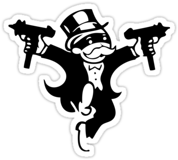 Monopoly Man Png Monopoly Stick Up T Shirt Iron On - Monopoly Man With Gun (375x360), Png Download