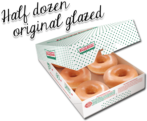 Half Dozen Original Glazed -sa - Half Dozen Glazed Krispy Kreme (610x413), Png Download