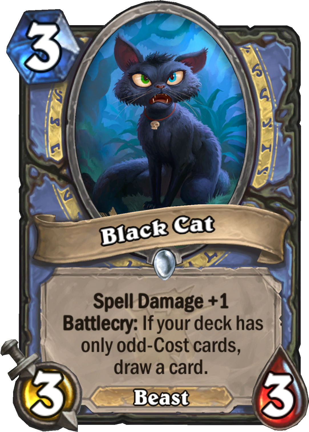 Black Cat Blizzard Gloomstag Enus - Hearthstone New Cards Witchwood (961x961), Png Download
