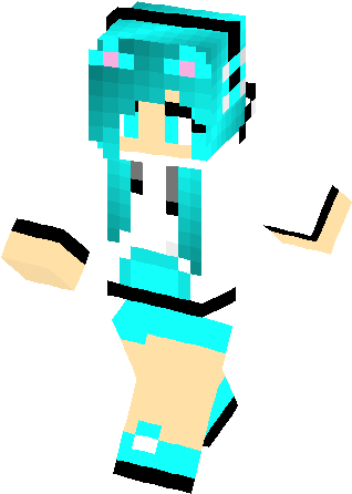 Minecraft Skins For Girls - Minecraft Skin Girls Blue Fox (317x453), Png Download