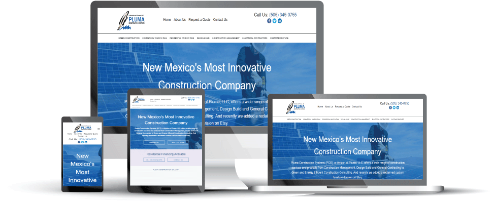 Pluma Construction - Web Page (983x440), Png Download