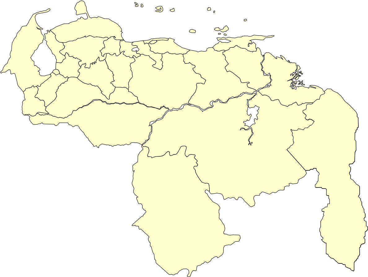 Venezuela Division Politica Territorial Unicolor - Mapa Politico De Venezuela (1280x983), Png Download