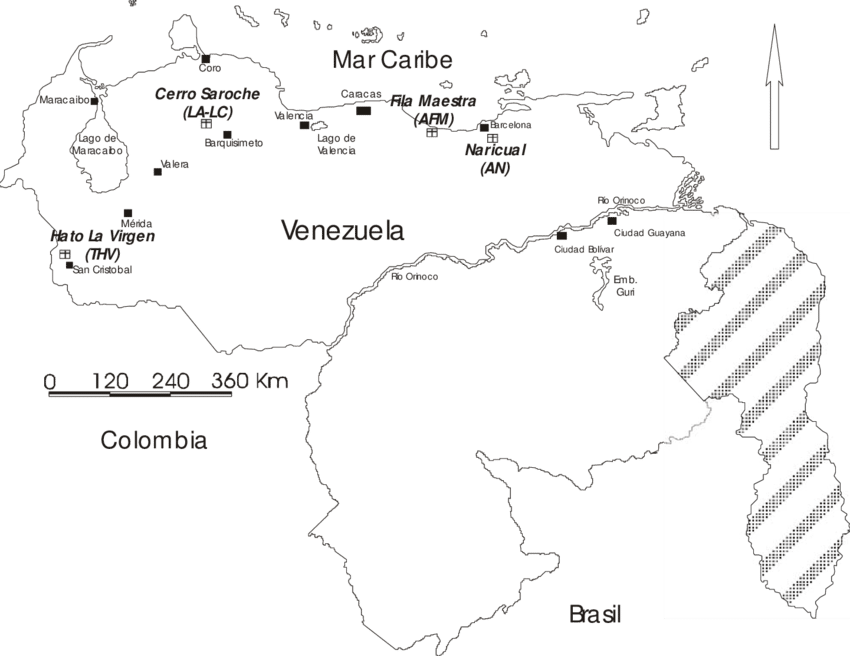 Mapa De Venezuela Donde Se Muestran Las Cuatro Localidades - Map (850x656), Png Download
