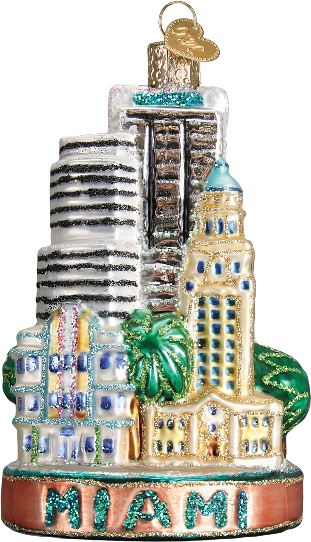 Miami City Glass Ornament By Old World Christmas (1200x1200), Png Download