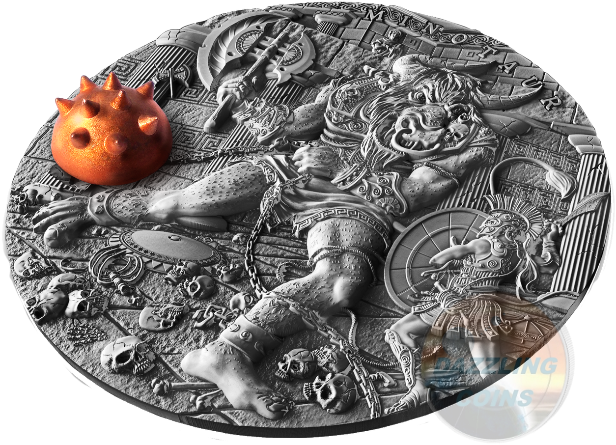 2 Oz High Relief Silver Coin W/brass Inlay 2017 Niue - Silver (1280x928), Png Download
