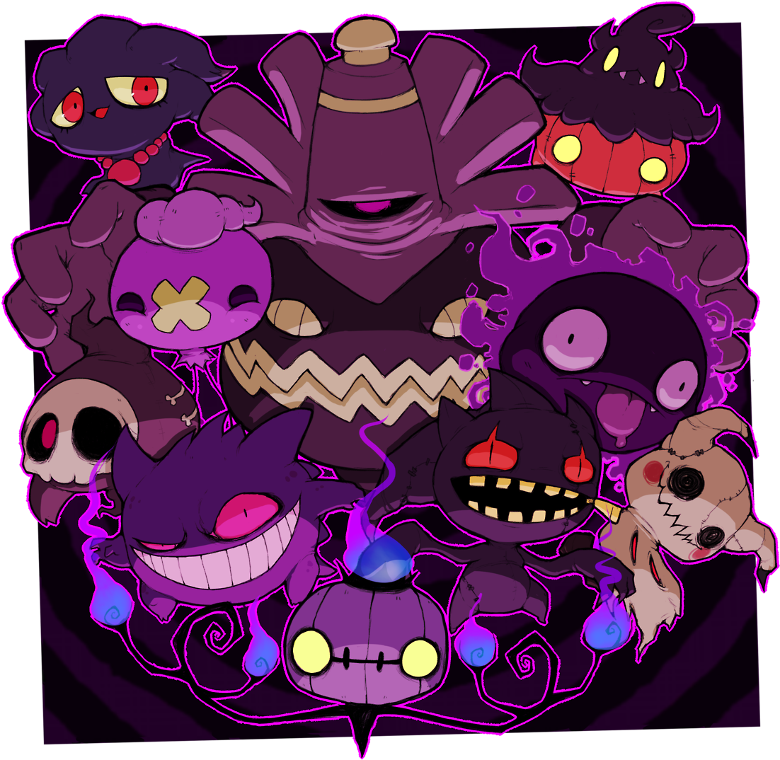 Prettyscaryart Pokemon Ghost Types Ghost Pokemon Horror - Halloween Ghost Types (1280x1139), Png Download