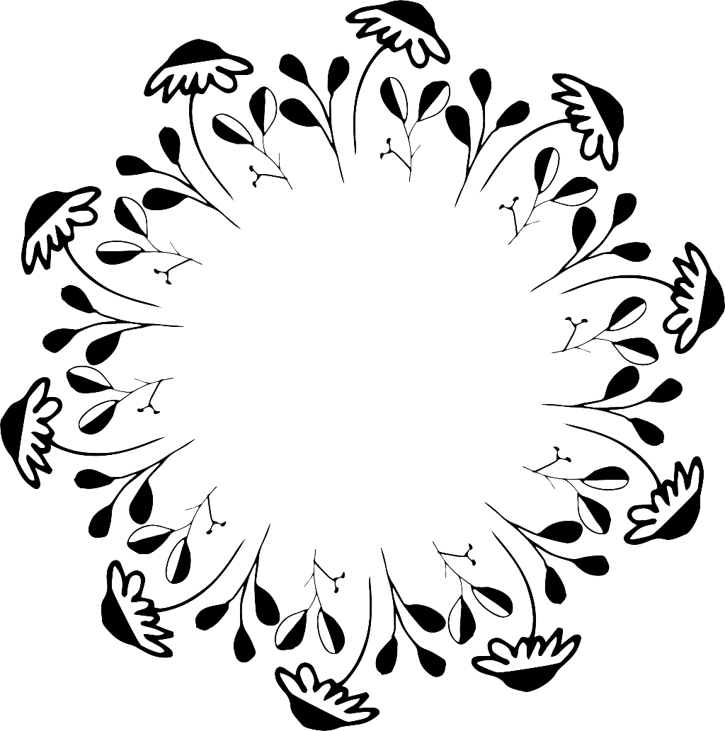 Hand Painted Minimalist Floral Free Buckle Black And - Portable Network Graphics (1024x1033), Png Download