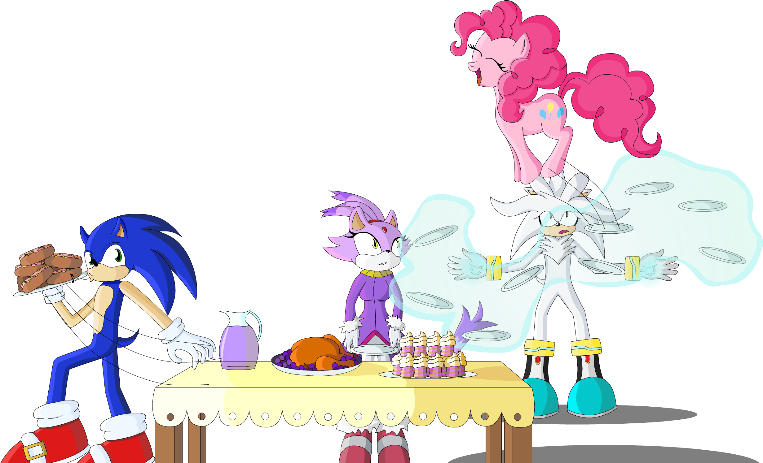 Polaicy, Blaze The Cat, Crossover, Cupcake, Food, Levitation, - Silver The Hedgehog (2500x1500), Png Download