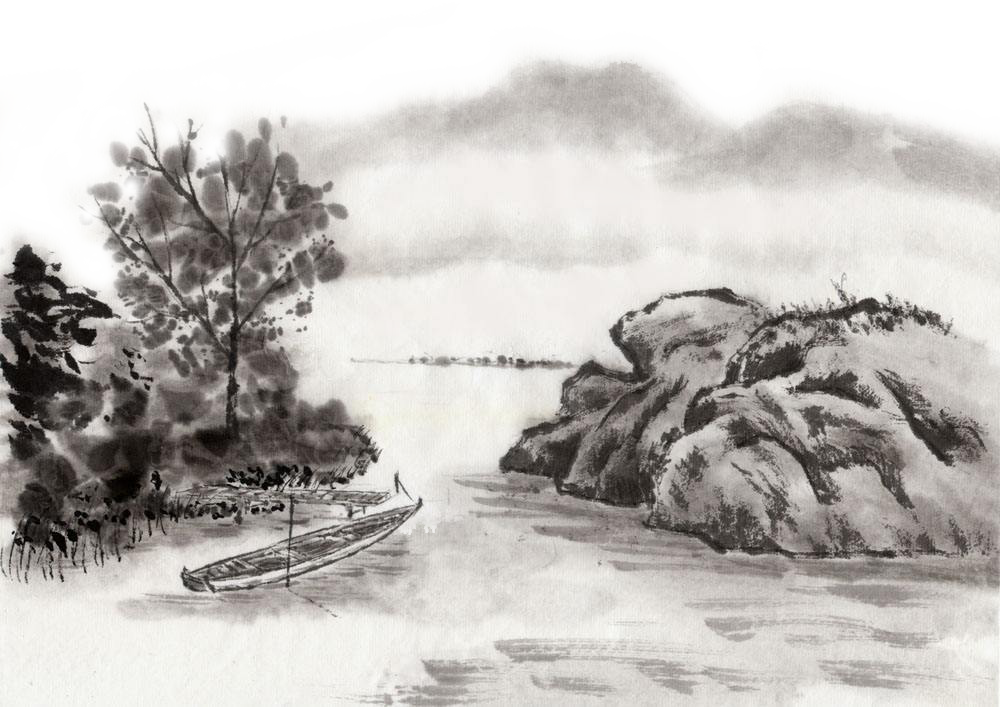 Clip Art Stock Ink Wash Painting Landscape Painting - Chinese Black Ink Painting (1000x707), Png Download