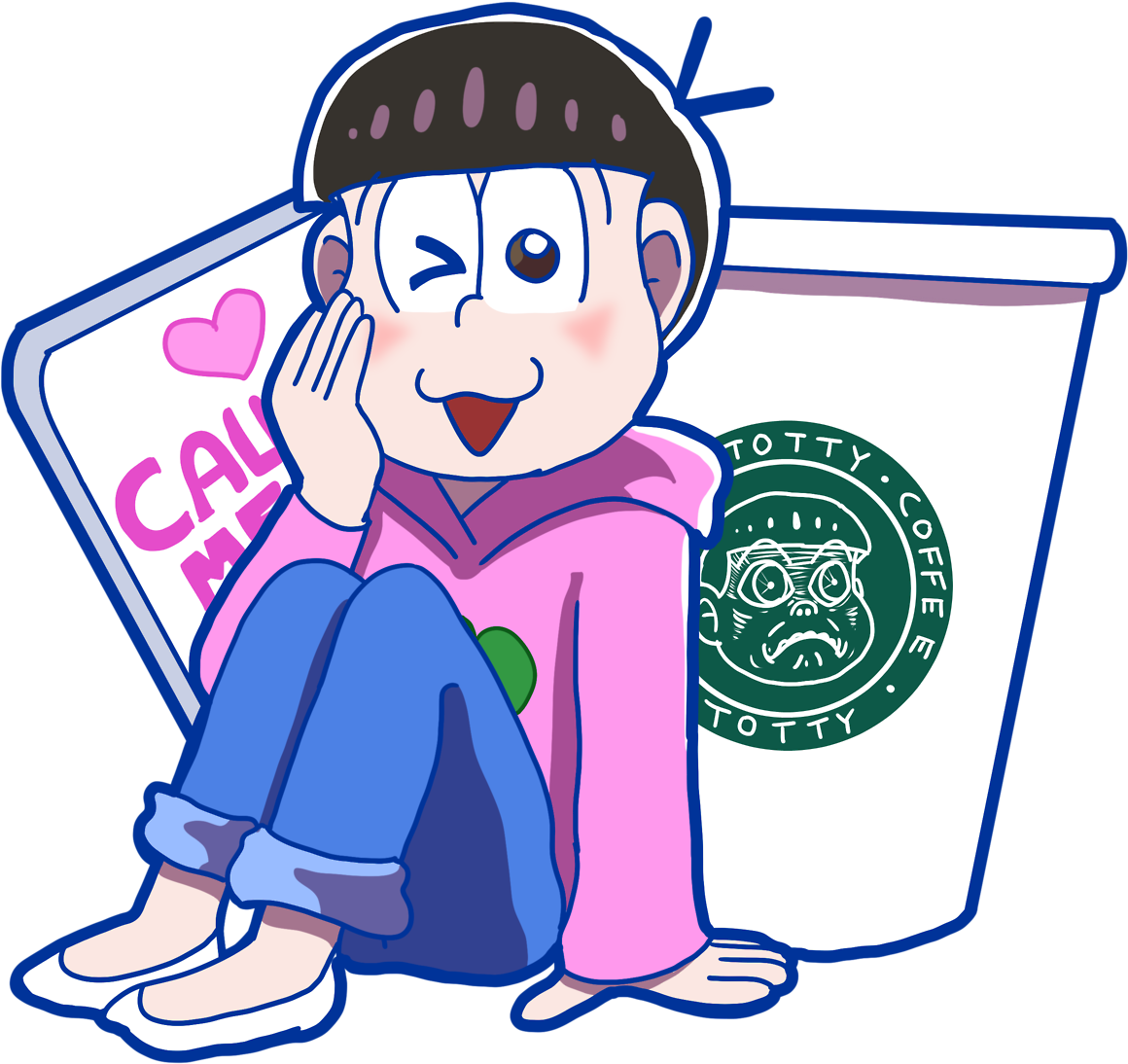 Osomatsu San Todomatsu Totty Totty Face Sticker Totally-totty (1280x1280), Png Download