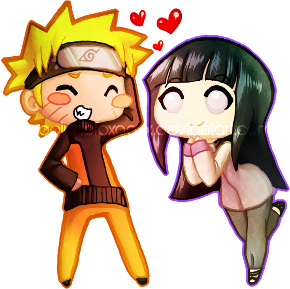 Naruhina Chibi Love - Anime Love Chibi Naruto (600x587), Png Download
