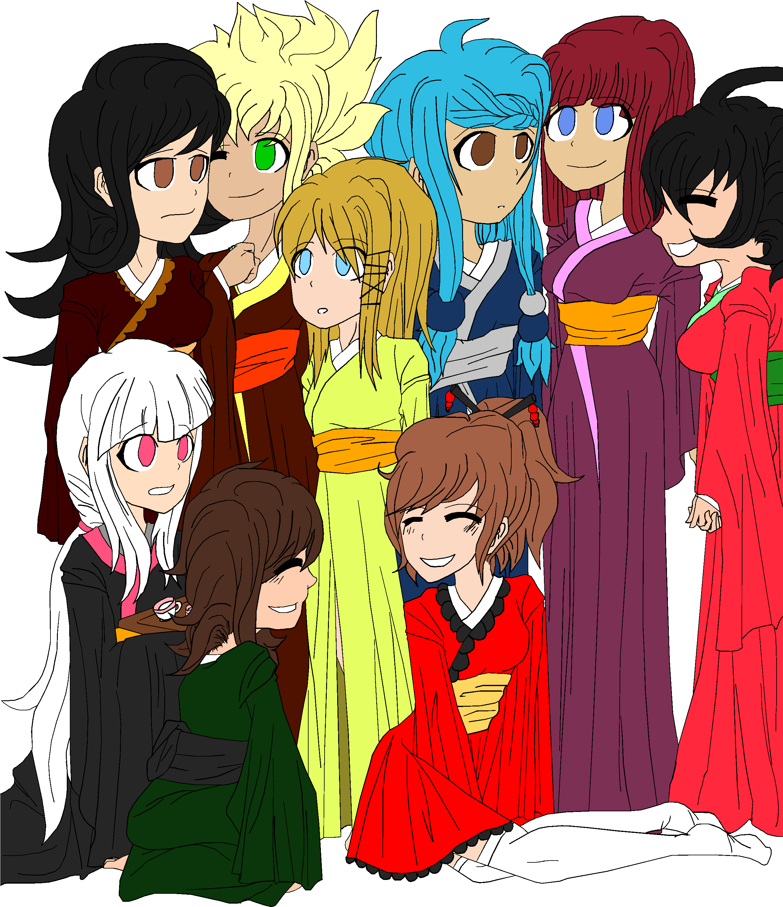 Kimono Girls- Danganronpa Fcs - Cartoon (2544x3280), Png Download