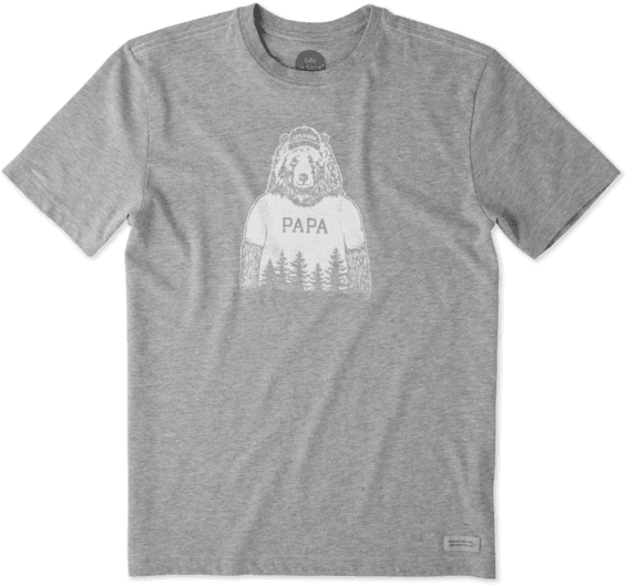 Men's Papa Bear Crusher - Life Is Good Papa Bear Shirt (570x570), Png Download
