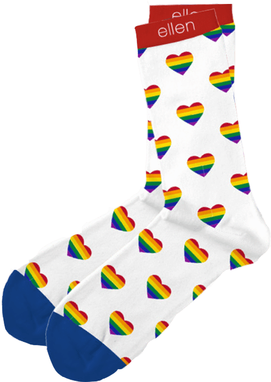 Ellen Degeneres Show Rainbow Heart Socks Png Free Library - Ellen Degeneres Show Rainbow Hearts Socks (1000x1000), Png Download