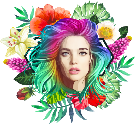 Tropical Flower Frame Png (480x480), Png Download
