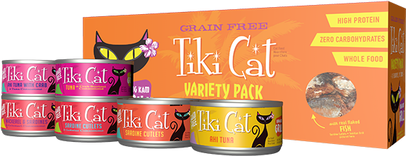 Tiki Cat King Kamehameha Luau Variety Pack Canned Cat - Tiki Pets Tiki Cat Luau Cat Food (600x280), Png Download