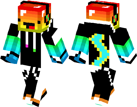 Minecraft Rainbow Derp Gamer Skin (528x418), Png Download