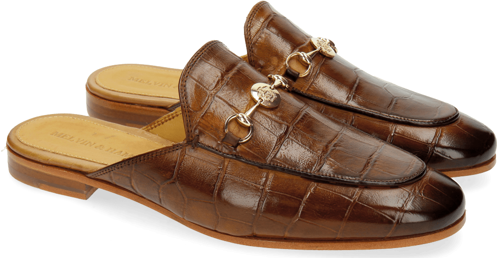 Mules Scarlett 10 Big Croco Wood Trim Gold - Caen (1024x1024), Png Download