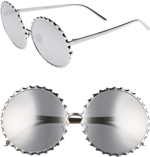 59mm Mirrored 18 Karat Gold Trim Round Sunglasses - Gold (500x500), Png Download