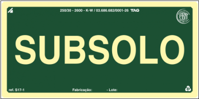 Placa Fotoluminescente De Sinalização Para Identificação - Placa De Orientação Sub Solo (400x400), Png Download