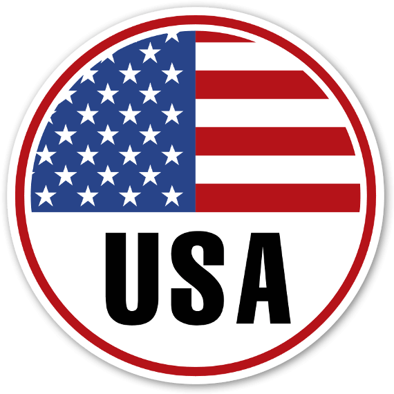 Usa Round Flag Sticker - American Flag Clipart Black And White (600x600), Png Download