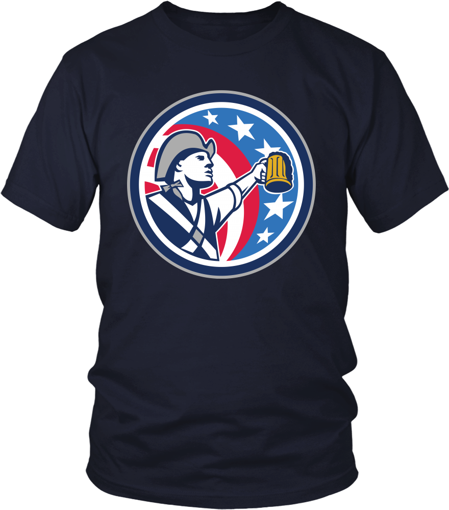 American Patriot Craft Beer Mug Usa Flag Circle Retro - Larry Bernandez T Shirt (1000x1000), Png Download