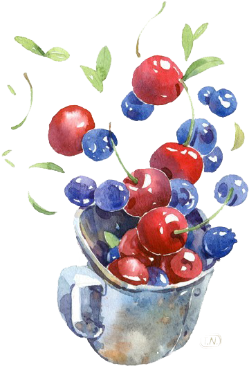 Image Freeuse Download Berry Drawing Watercolor - Черника Или Вишня (550x650), Png Download