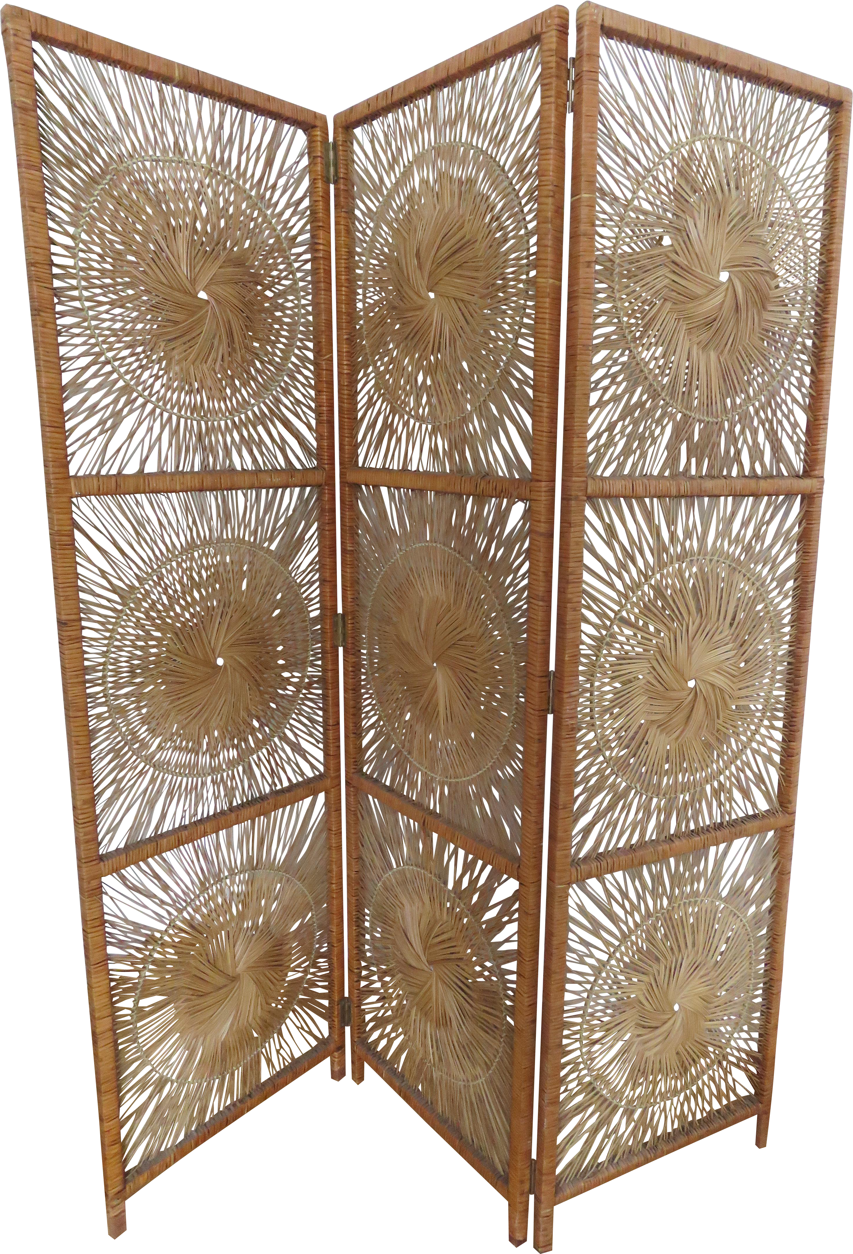 Vintage Wicker Rattan Folding Room Divider Screen (3248x4770), Png Download