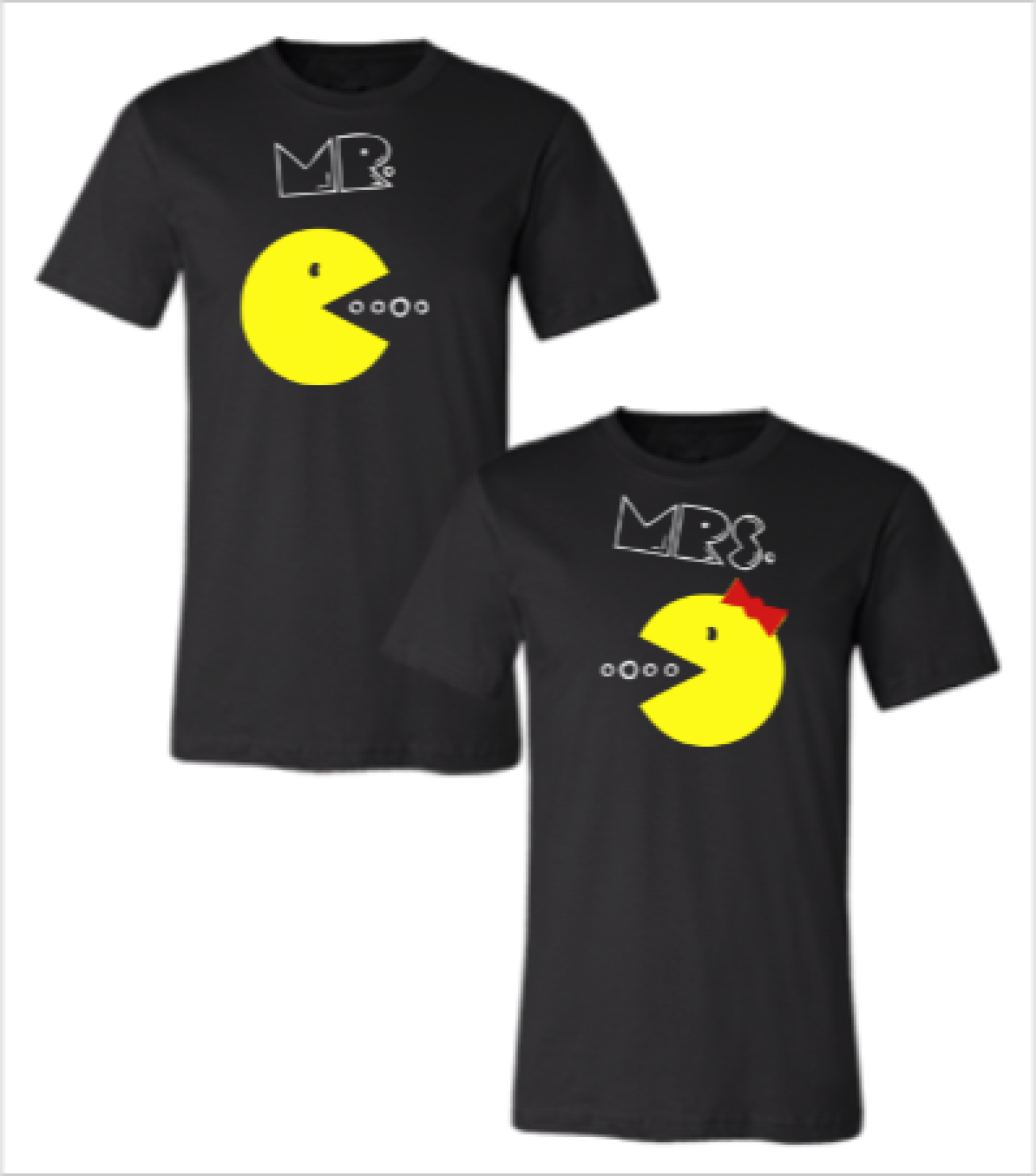 Pac Man Mr And Mrs Couple T-shirt - Pac Man Matching T Shirt (1194x1356), Png Download