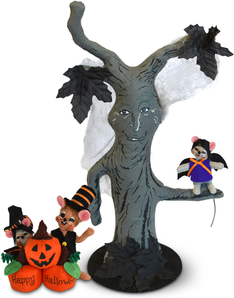 Haunted Tree And Happy Halloween Mice - Annalee Dolls (600x600), Png Download