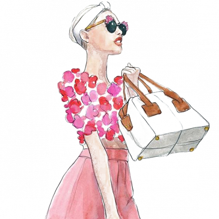 Yeezy Drawing - Watercolor Fashion Girl Png (450x450), Png Download