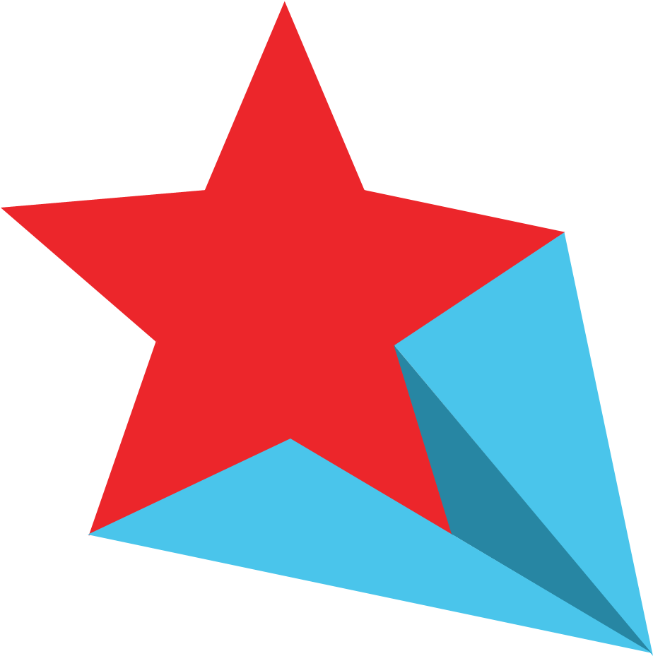 Red Blue Shooting Star - Clip Art (969x966), Png Download