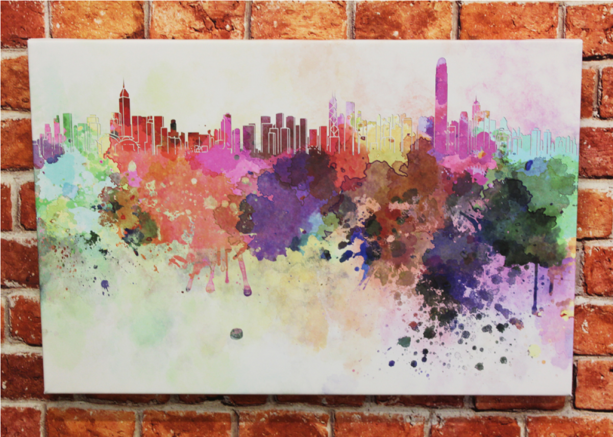 City Skylines - Art Print: Paulrommer's Hong Kong Skyline In Watercolor (1200x1200), Png Download