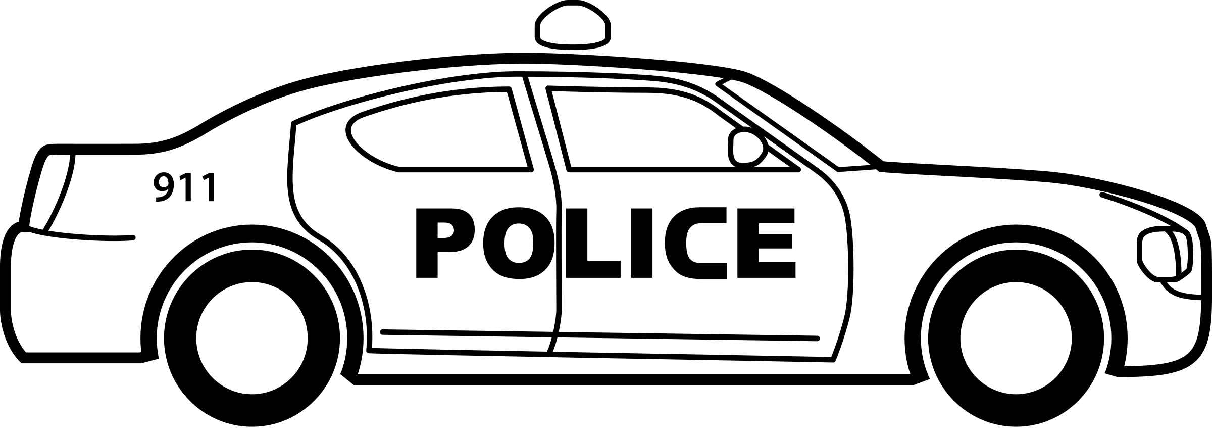 Big Image Png - Police Car Black And White (2400x859), Png Download