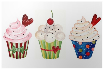 Set Of Cupcake - Clipart Cupcake Watercolor (400x400), Png Download