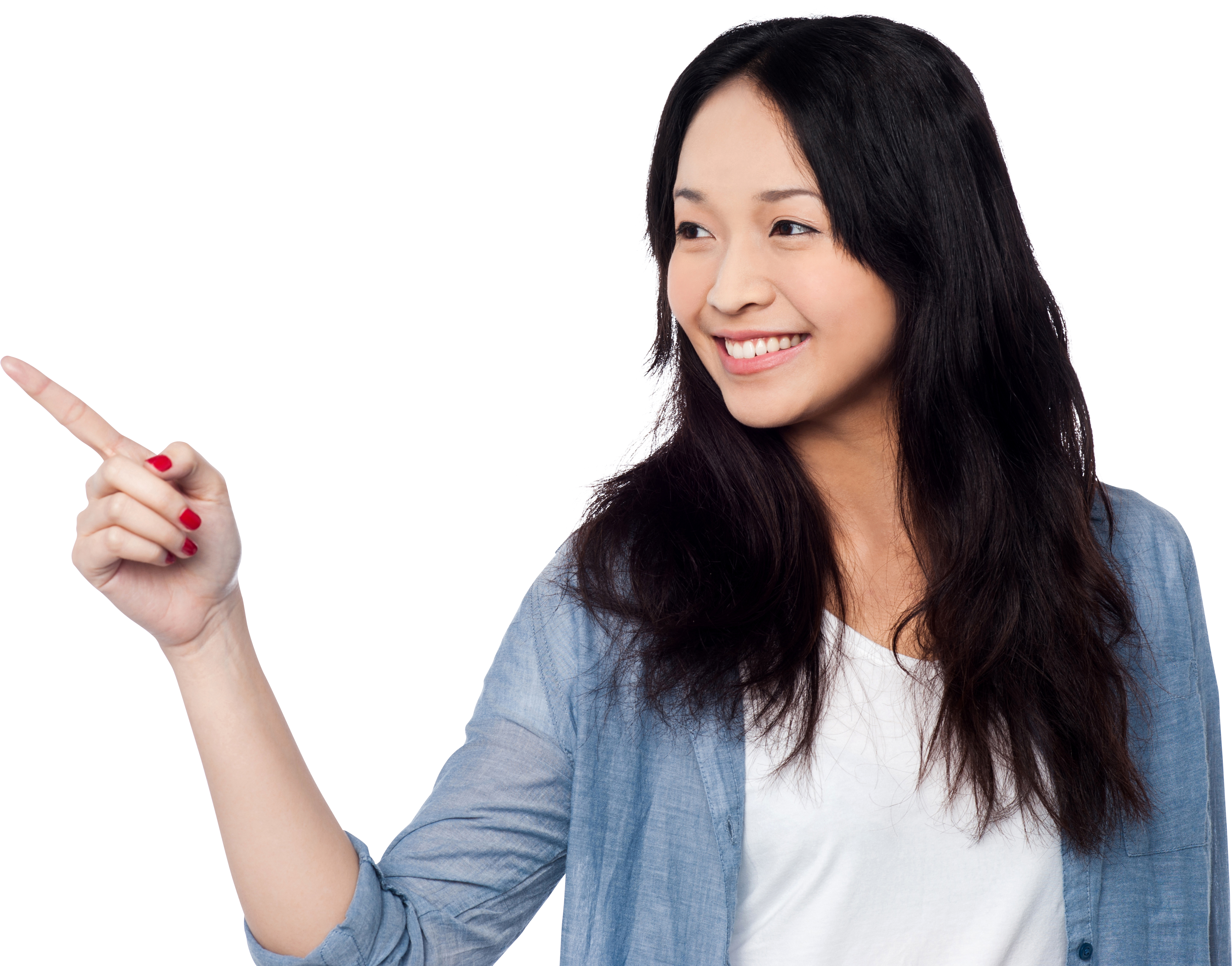 Women Pointing Left Png Image - Woman Pointing Finger Png (4809x3200), Png Download