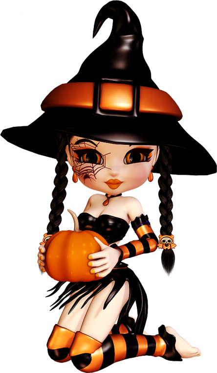 Cute Halloween Clip Art - Brujas De Halloween Con Nombres (444x762), Png Download