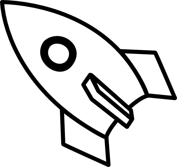 Black Spaceship Cliparts - Rocket Black And White (600x569), Png Download