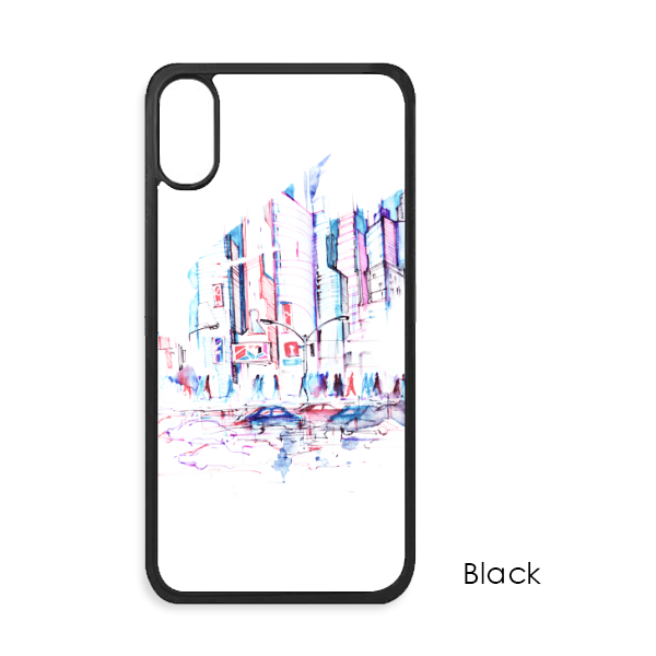 Crowd Cars Skyscraper Watercolor For Iphone X Cases - Mobile Phone Case (600x600), Png Download