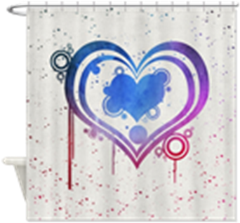 Abstract Watercolor Heart 6 Shower Curtain - Abstract Watercolor Heart 4 Shower Curtain (350x350), Png Download