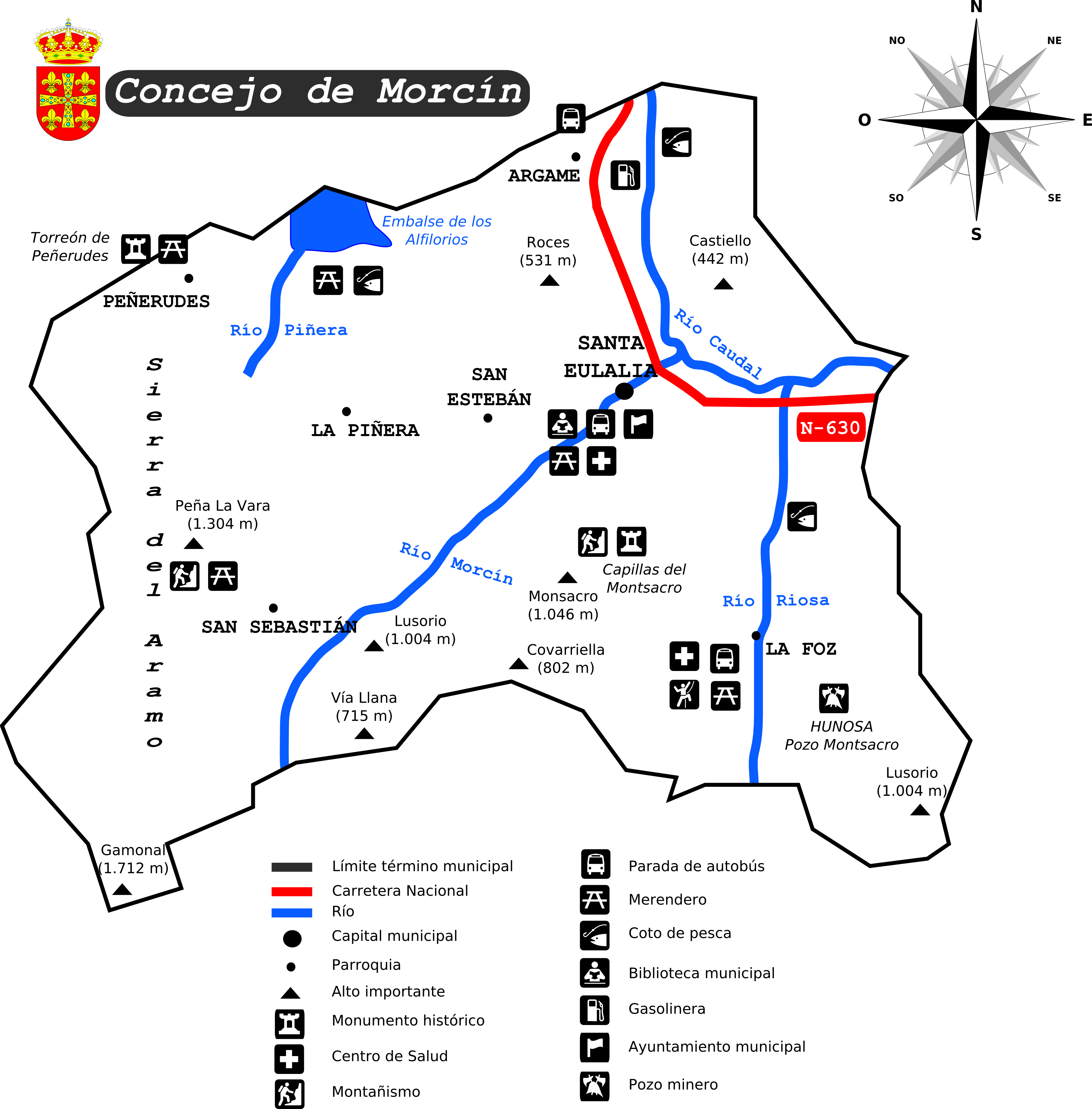 Mapa Resumido Del Concejo De Morcín - Morcín (3364x3418), Png Download