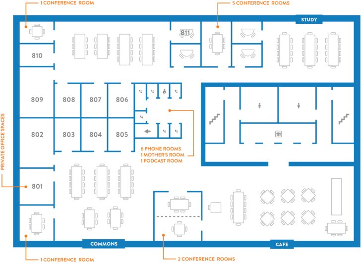 Back Bay Floorplan Extra Office (1000x647), Png Download