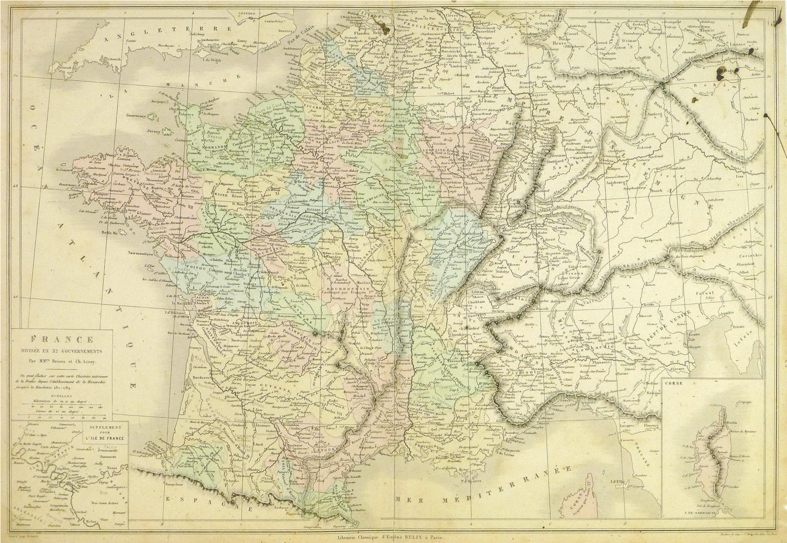 Antique Map Of France, 1860 On Chairish - France (1778x1226), Png Download